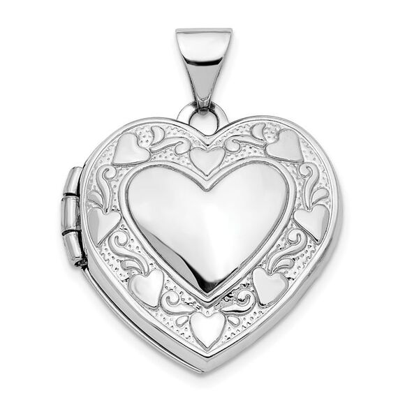 Kazi Luxury 14K White Gold Hearts & LOVE Reversible 19mm Heart Locket Pendant,All Products : American Fashion Style Bags On Sale